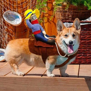 Funny Halloween Riding Horse Cowboy Pet Dog Costumes Puppy Party Costume Clothes - Picture 1 of 12