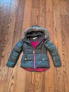 Michael Kors Girls Green Pink Quilted Puffer Jacket Size 10/12 - Picture 1 of 12