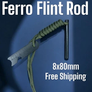 Small Ferro Rod Survival Flint Fire Starter Kit Striker Waterproof Camping - Picture 1 of 3