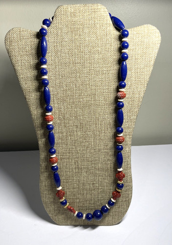 OFF WHITE Collana Avon anni 80 marina cannella e perline bianche sporche