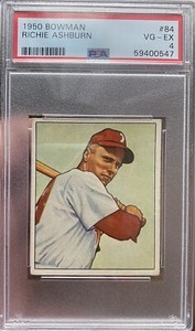 1950 Bowman #84 Richie Ashburn Philadelphia Phillies HOF PSA 4 VG-EX