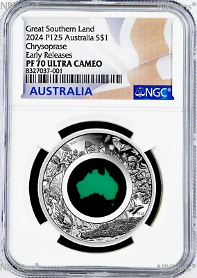 2024 Australia Great Southern Land CHRYSOPRASE 1oz Silver Coin NGC PF70 ER - Image 1 of 4