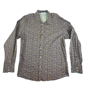 Scotch & Soda Men’s Longsleeve Floral Button Up Dress Shirt Purple Gold Size 2XL - Picture 1 of 10