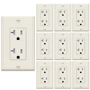 10 confezioni presa uscita avorio, ricevitore duplex Decora, 20 amp 125 volt con piastra - Foto 1 di 7