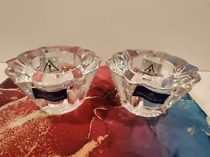 VILLEROY & BOCH Crystal Candlestick / Votive / Tea light Holders (2x) NWOB - Picture 1 of 5