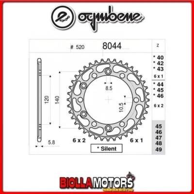 368044040 CORONA TRASMISSIONE 40 PASSO 520 KAWASAKI KL 250 (A3-A4 - C1-C2 ) 1981 Foto 1 de 4