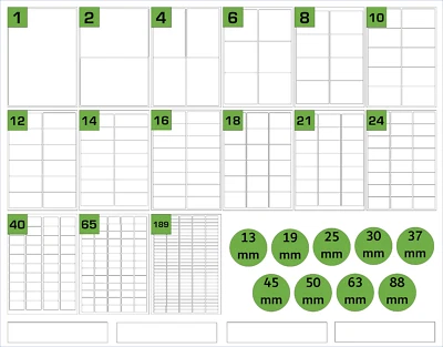 Etiquetas rectangulares y redondas - etiquetas de impresora láser/inyección de tinta permanente blanco mate A4