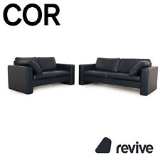 Cor Conseta Leather Two Seater Blue Sofa