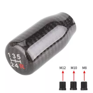 Universal Real Black Carbon Fiber Manual Gear Shift Knob Shifter Lever 5 Speed - Picture 1 of 8