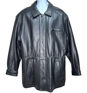 Chaqueta de cuero vintage años 90 para hombre talla XL suave negra Mob Boss Tony Soprano Gangster - Imagen 1 de 7