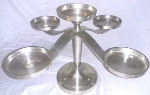Restoration Hardware Silver Tone Five Arm Pillar Candelabra Candle Holder - Picture 1 of 6