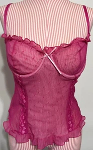 Victoria’s Secret Sexy Little Things Netz Pink 🩷Herzen Korsett Bustier Top Gr. LG - Bild 1 von 13