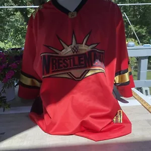 Wrestlemania NY NJ 35 WWE Jersey Rare Adult Size XL Red Gold Black - Picture 1 of 12