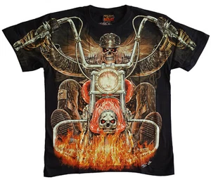 BIKER GHOSTRIDER HIGH DEF T-SHIRT XS S M L XL BIKER SKULL TOTENKOPF LEUCHTEND - Bild 1 von 6