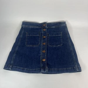 Madewell Skirt Womens Size 2 A-Line Stretch Denim Blue Button Up Jean Style - Picture 1 of 7