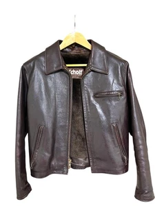 SCHOTT Single Riders Jacket 643EVS Dark Brown Leather Size38 Biker Trucker Rare  - Picture 1 of 8