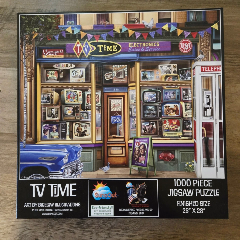 Rompecabezas de 1000 piezas TV Time arte por Bigelow Illustrations acabado Foto 1 de 4