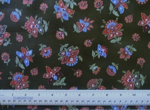 11" 100% cotton fabric Celeste by Moda Jacobean Flowers on Dark Olive Green - Picture 1 of 2