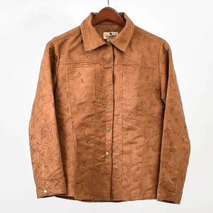 Woolrich's Fawn Tan Embroidered Jacket Women's Small Light Brown Blazer Cropped - Picture 1 of 7