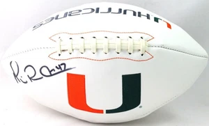 Michael Irvin Autographed Miami Hurricanes Logo Football - Beckett Witnessed - Picture 1 of 10