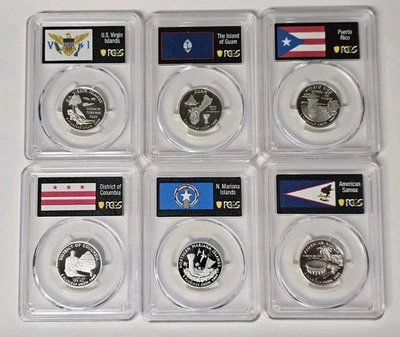 2009 State Silver Proof PCGS 70 6 Quarter Set DC Puerto Rico NMI AS USVI & Guam - Image 1 of 4
