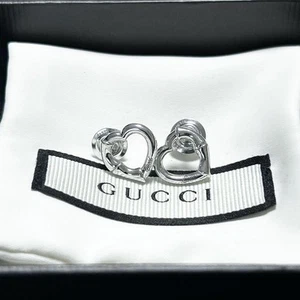 GUCCI Pendientes Bambú Corazón Plata Mujer Accesorio Auténtico - Imagen 1 de 24