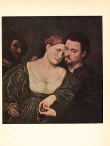 1939 Vintage Print The Lovers Bordone Milan Italian Renaissance Fine Art Plate - Picture 1 of 3