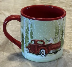 Roter LKW großer 20 Unzen Kaffeebecher Weihnachten Urlaub von Karen Grudere mit Bär Kunst - Bild 1 von 8