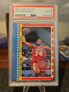 1987 FLEER STICKER CHARLES BARKLEY #6 PSA 6 EX-MT - Picture 1 of 2