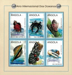 Angola 1998 - Year of the Ocean Crabs - Sheet of 6 Stamps - Scott #1029 - MNH - Picture 1 of 1