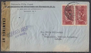 México - 2 de octubre de 1943 correo aéreo cubierta censurada a estados - Imagen 1 de 2