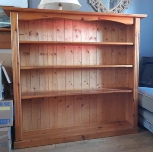 Large Vintage Solid Pine Farmhouse Bookcase Book 4 x Shelf Storage unit - Picture 1 of 1