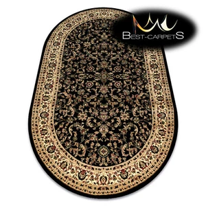  Thick & Soft classic TRADITIONAL RUGS "ROYAL" Ornament oval black Best Quality - Picture 1 of 6