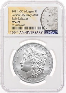 2021-CC NGC MS69 Privy Mark Morgan Silver Dollar 100th Anniversary Carson City - Picture 1 of 3