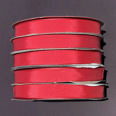 100 YDS RED TAFFETA RIBBON 7/8" 100% RAYON, by Schiff NEW! Crafts, Christmas USA - Image 1 of 4