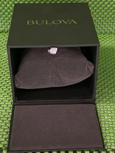 BULOVA Watch Box Black Fold Open Mens & Womens Display Storage Case W/ Pillow - Picture 1 of 13