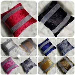 New Diamante Crushed Velvet Sparkle Bling Cushion Cover and Table Runner - Picture 1 of 31