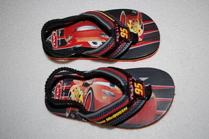 Baby Toddler Boys DISNEY CARS FLIP FLOPS Black Red LIGHTNING McQUEEN Size S 5-6 - Picture 1 of 1