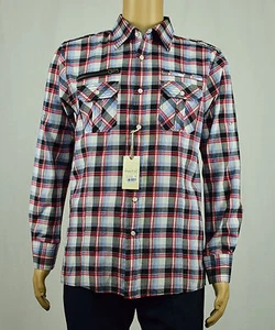 Sovereign Code Mens Red/Blue Button-Down Roll-Tab Sleeve Plaid Shirt L - Picture 1 of 6