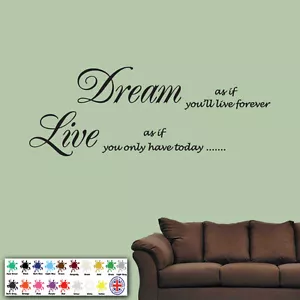 More details for dream live wall sticker - vinyl art quote love decal inspirational saying as if