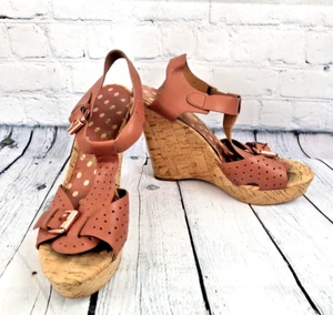 Sam Edelman Leather Platform Wedge Ankle Strap Sandals Women's Size 9.5 - Picture 1 of 8