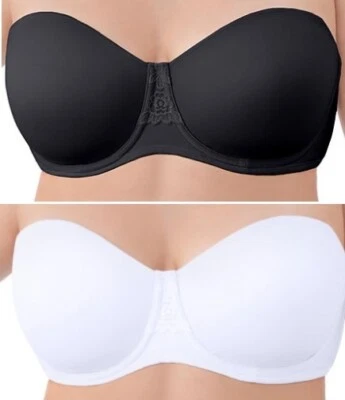 Sujetadores sin tirantes Vanity Fair - Lote de dos - Uno negro, otro blanco - Talla 42C Foto 1 de 3