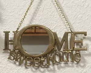 Vintage 1970s Hanging Brass Key Holder Home Sweet Home with Mirror and 5 Hooks - Picture 1 of 8