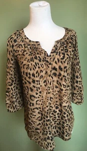 Ann Taylor Loft Womens Leopard Print Blouse Top Shirt 3/4 Sleeve Sz XS - Picture 1 of 8
