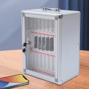 24-Slot Lockable Cell Phone Storage Cabinet with Clear Pocket Chart - Picture 1 of 20