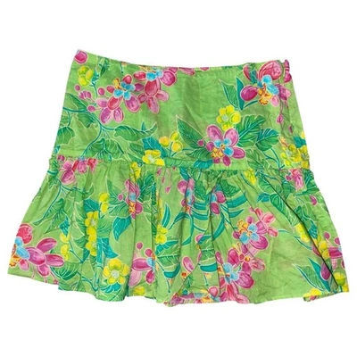 Minifalda Ralph Lauren de algodón con estampado floral verde talla 16 para niñas Foto 1 de 4