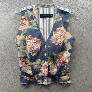 Vintage Karen Alexander 80’s Vest Floral Lace Up Back Casual Rare Preppy Size 12 - Bild 1 von 9