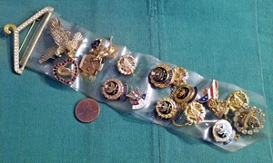 Nice Collection Lot of 18 Fraternal Order of Eagles Pins on Vinyl Strap & Hanger - Picture 1 of 7