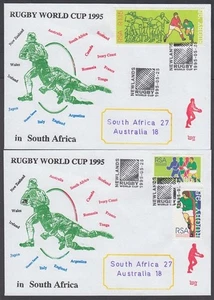 SOUTH AFRICA/AUSTRALIA RUGBY WORLD CUP GAME PAIR CACHET COVERS (ID:677/D66133) - Picture 1 of 1