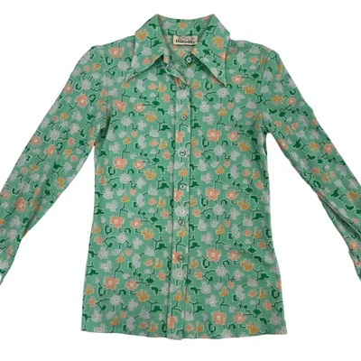 Top Hillbilly Hecho en Taiwán 100% Nylon Abstracto Floral Abotonado Niñas Mediano Foto 1 de 3